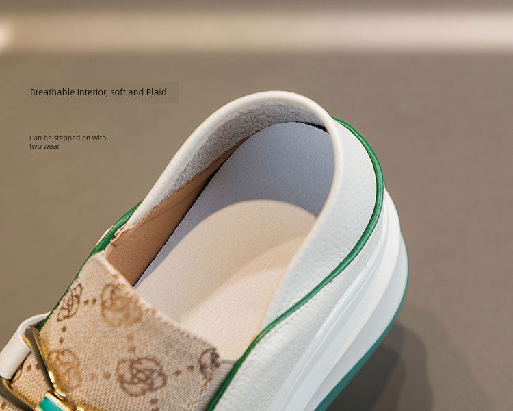 Platform Loafers Women's Small Shoes with Hidden Heels 2024 New Arrival Step-on Two-Way Wear Bean Bag 7cm Elevator Shoes