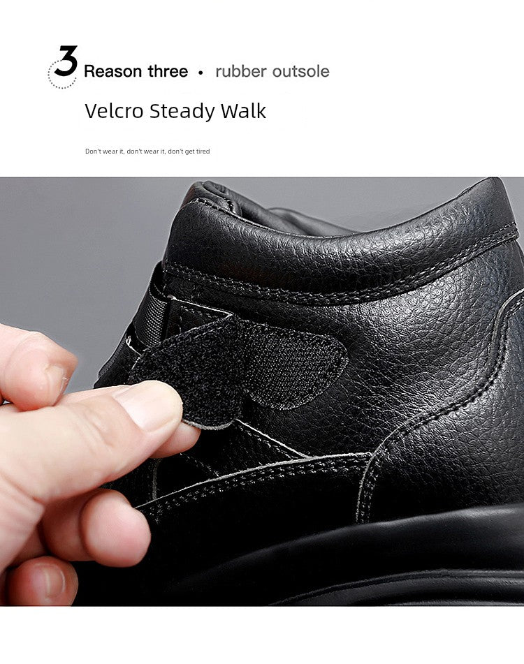 Outdoor Platform Height Increasing Shoes Women's High-Top Shoes Leather Waterproof Travel Shoes 8cm Platform Shoes High Heels Travel Shoes for Women