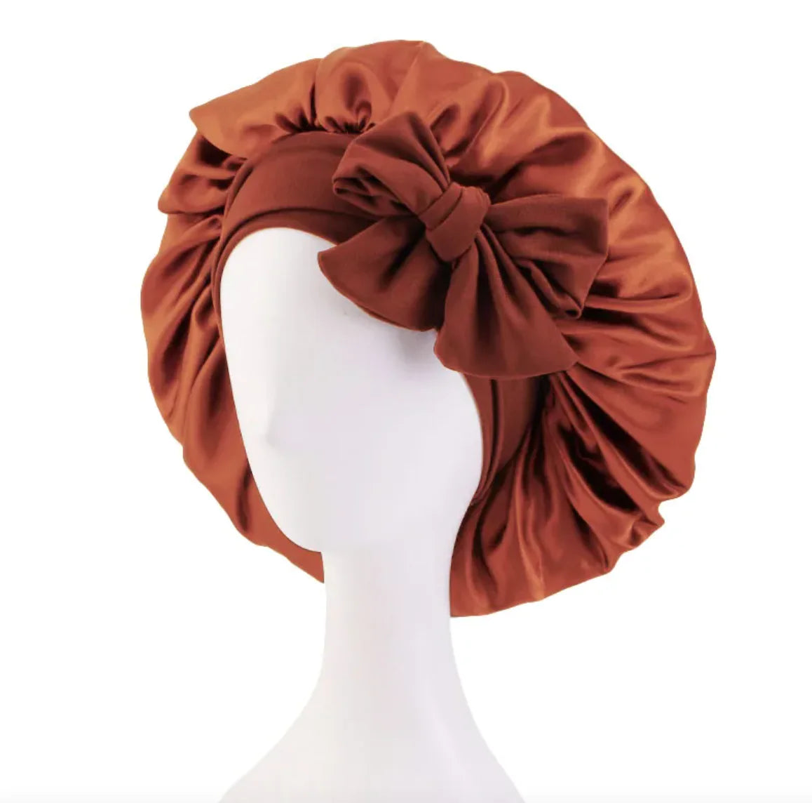 Solid Color Simulated Silk Elastic Ribbon Hat - Round Design