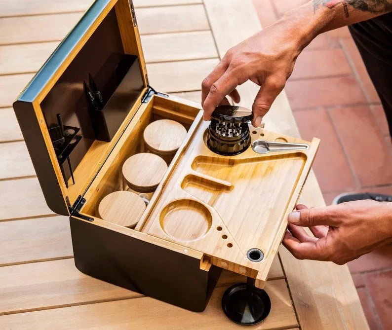 Removable Tray Bamboo Storage Box