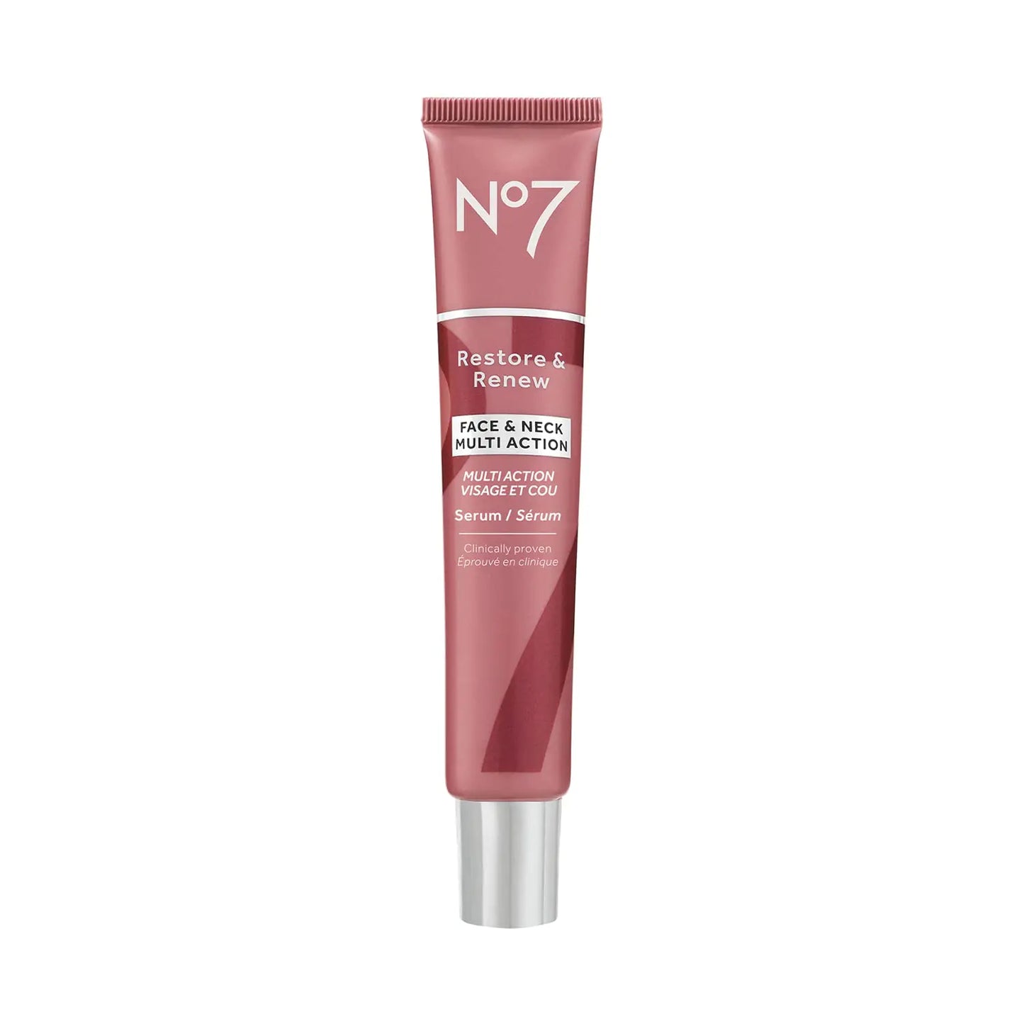 No7 Restore & Renew Multi-Action Face & Neck Serum - Anti Aging Serum for Deep Wrinkle Repair - Collagen Infused Face Serum with a Hydrating Blend of Hibiscus Peptides & Hyaluronic Acid (1.69 Fl Oz) 1.69 Fl Oz (Pack of 1)
