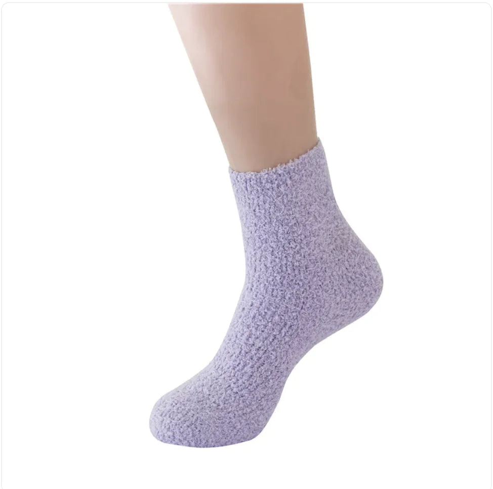 Soft Cozy Coral Velvet Tube Socks - Solid Colors