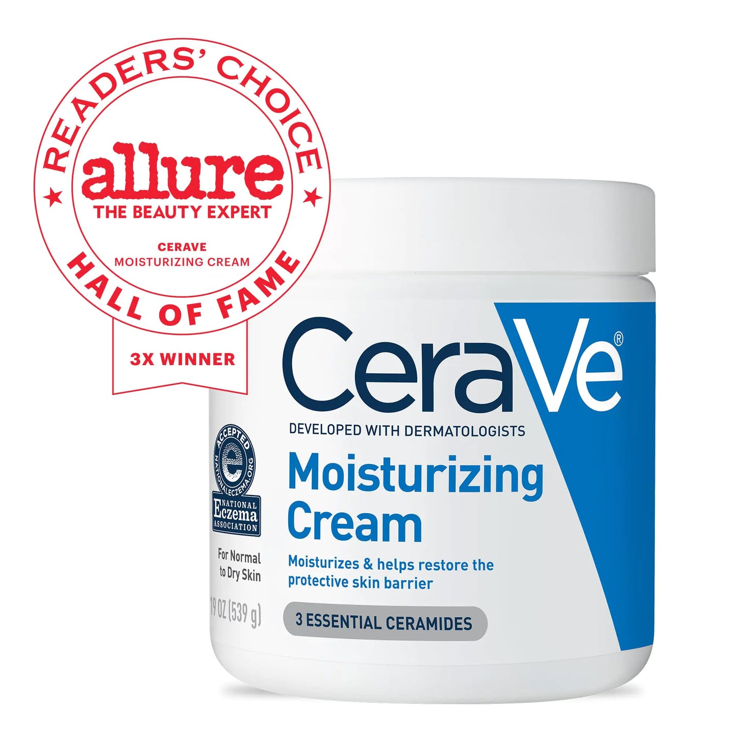 CeraVe Moisturizing Cream | Body and Face Moisturizer for Dry Skin | Body Cream with Hyaluronic Acid and Ceramides | Daily Moisturizer | Oil-Free | Fragrance Free | Non-Comedogenic | 19 Ounce 1.19 Pound (Pack of 1)