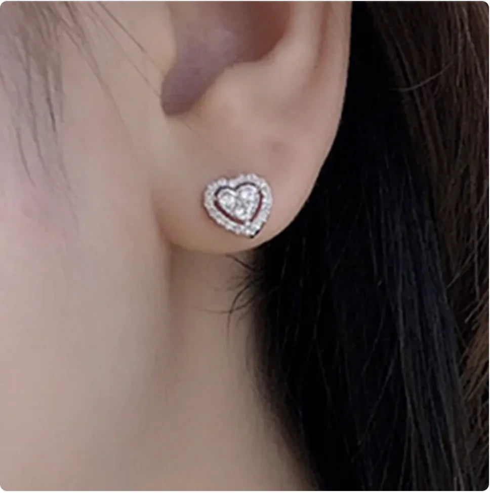 Rhinestone Heart-Shaped Love Stud Earrings for Women