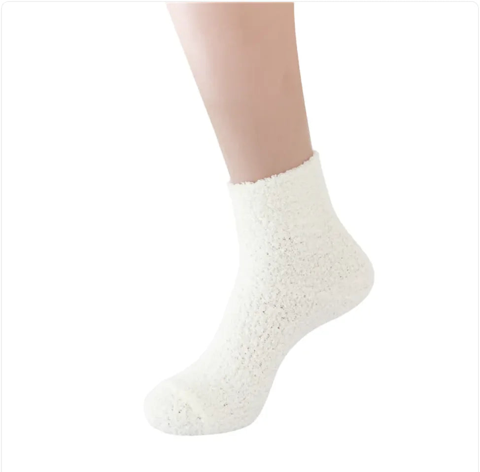 Soft Cozy Coral Velvet Tube Socks - Solid Colors