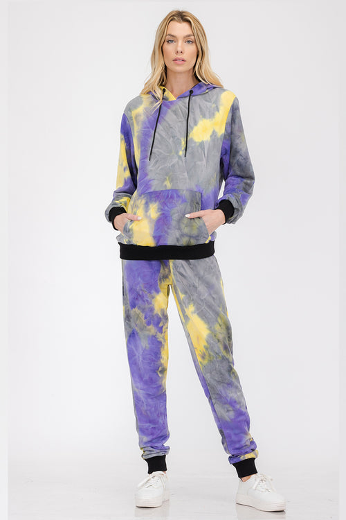 Womens Cotton Tye Dye Lounge Wear Sweat Set