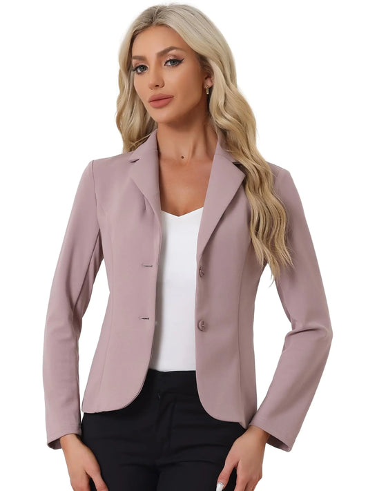 Allegra K Women's Work Office Blazer Stretch Lapel Collar Long Sleeve Jacket Suit Blazer X-Large Dusty Pink