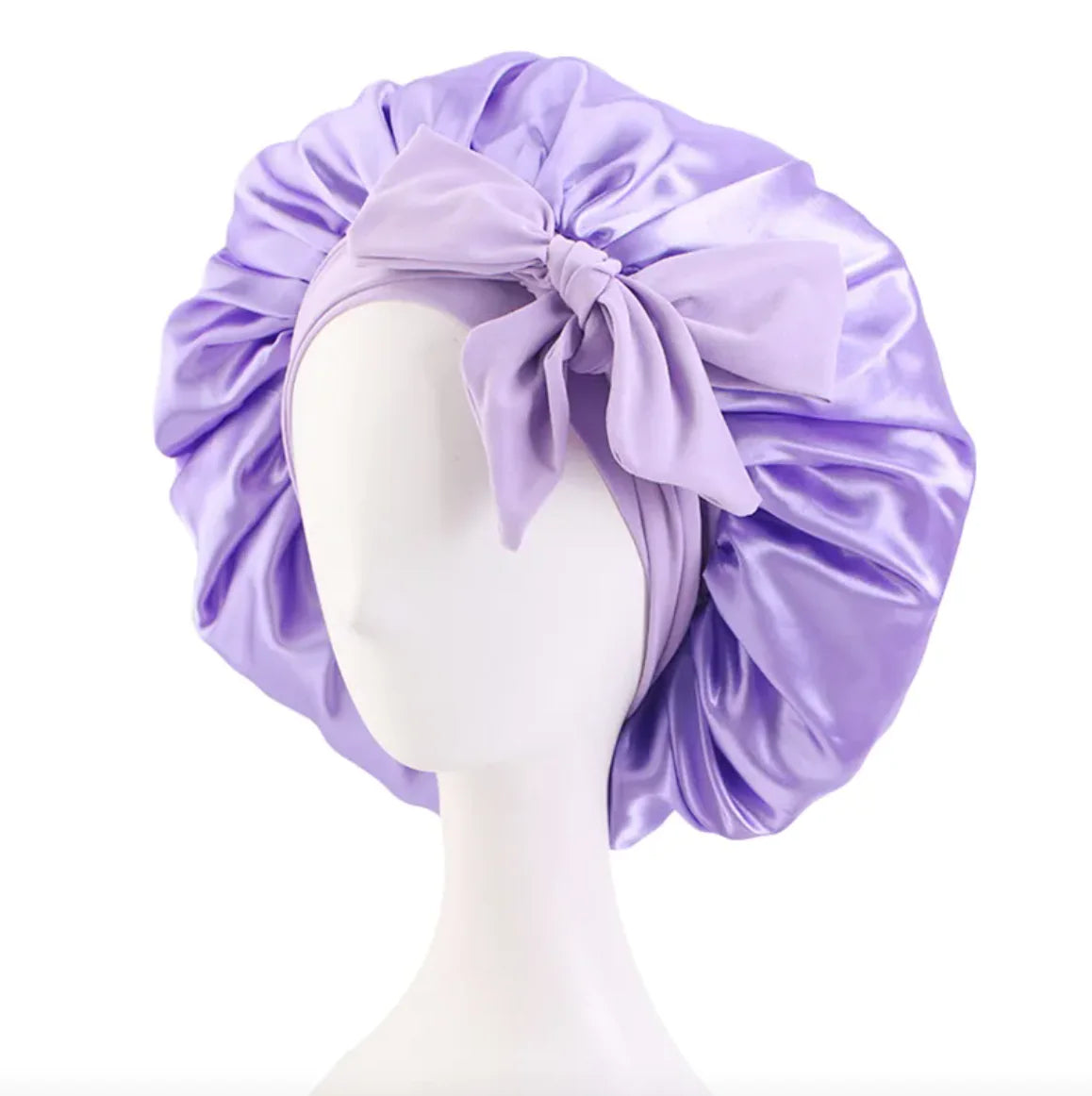 Solid Color Simulated Silk Elastic Ribbon Hat - Round Design