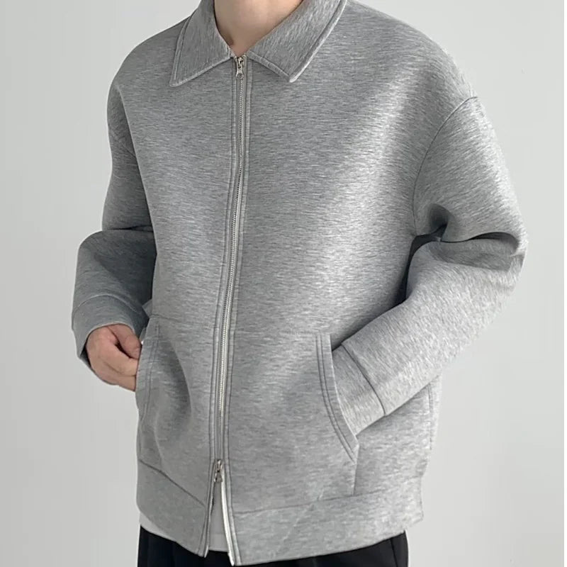 GREY ZIP COLLAR SWEATER