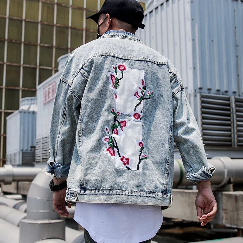 Flower Embroidery Jeans Coats Jacket