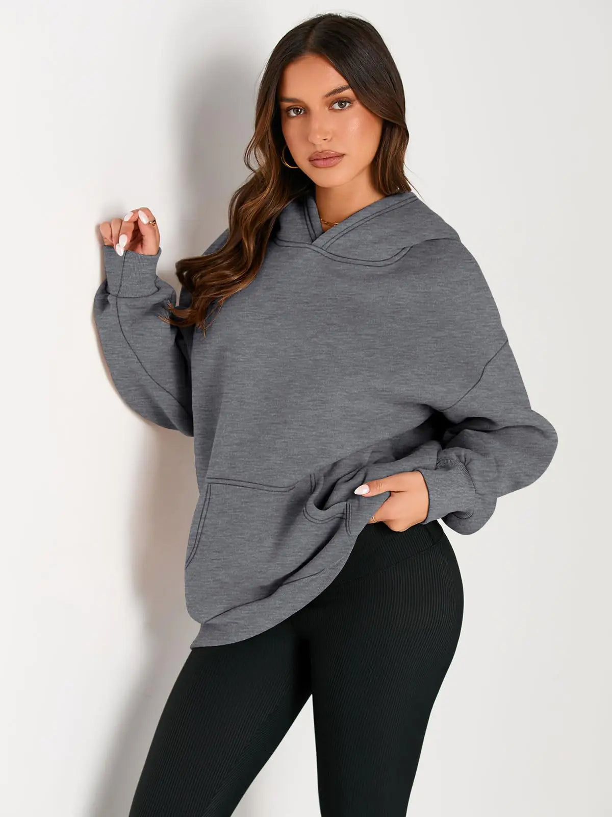 EFAN Womens Hoodies Oversized Sweatshirts Pullover Fleece Sweaters Long Sleeve Winter Fall Outfits Fashion Y2k Clothes Small Darkgrey