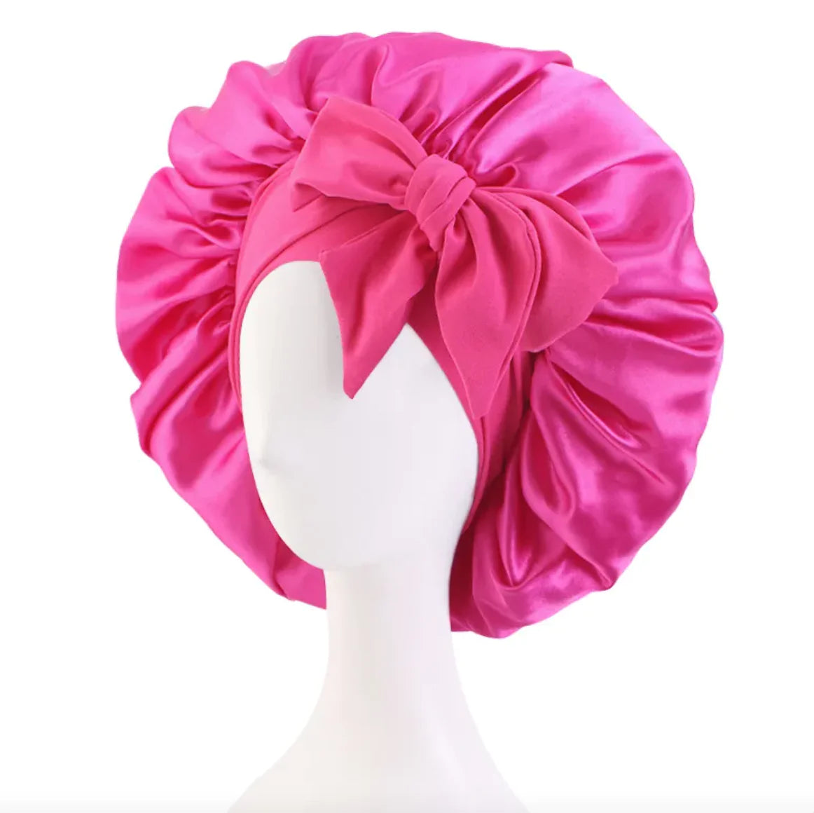 Solid Color Simulated Silk Elastic Ribbon Hat - Round Design