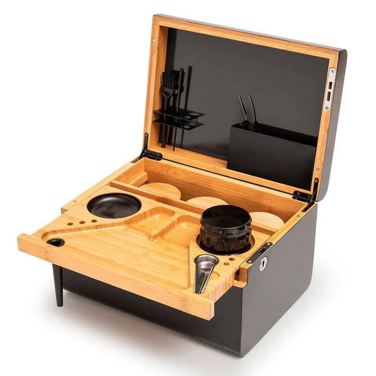 Removable Tray Bamboo Storage Box