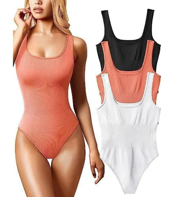 Women's U-neck Sleeveless Vest Tight Jumpsuit