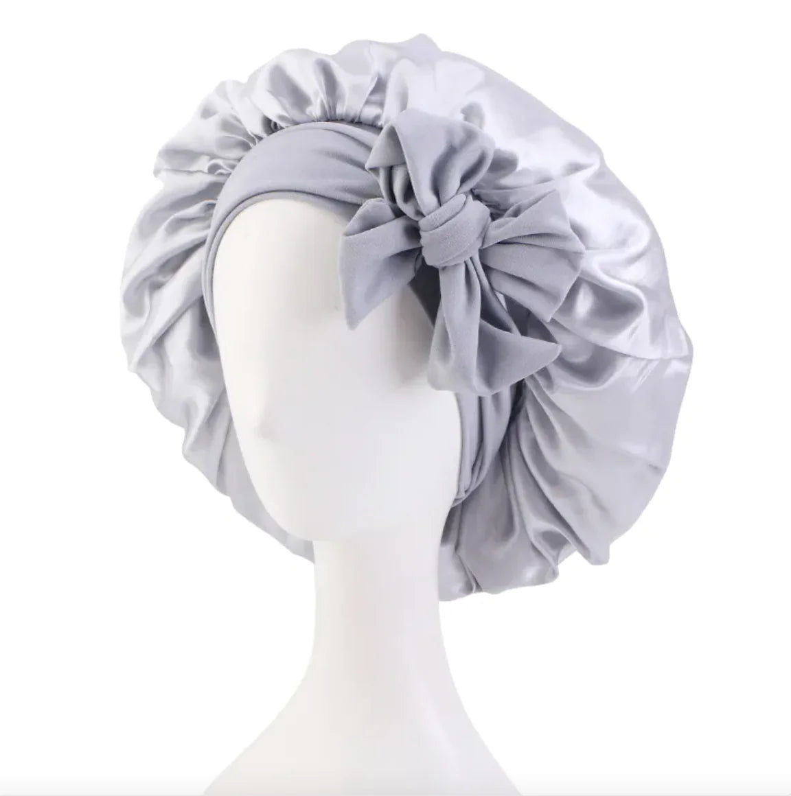 Solid Color Simulated Silk Elastic Ribbon Hat - Round Design