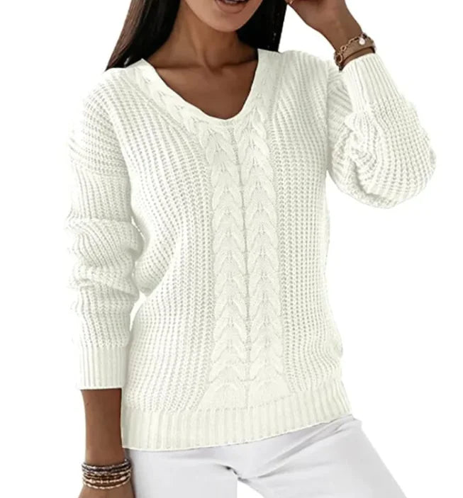 Cozy Twist V-Neck Knit Pullover