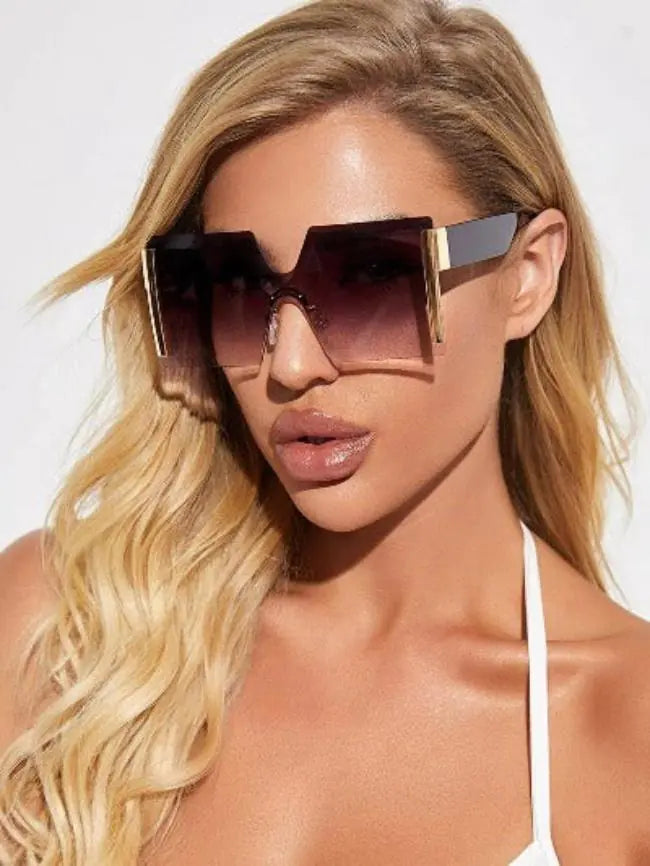 Lux Rimless Square Frame Sunglasses