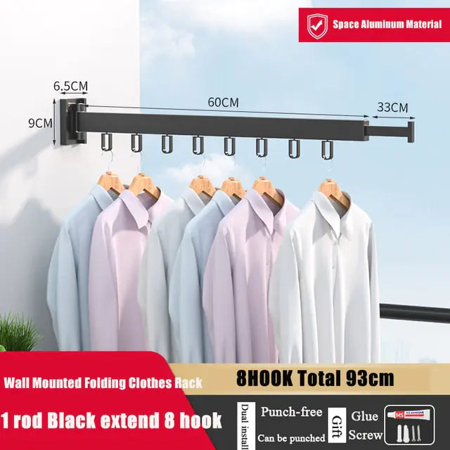 Retractable Folding Clothes Drying Rack