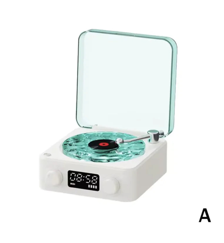 Retro Wireless Bluetooth Turntable Speaker with RGB Projection Lamp