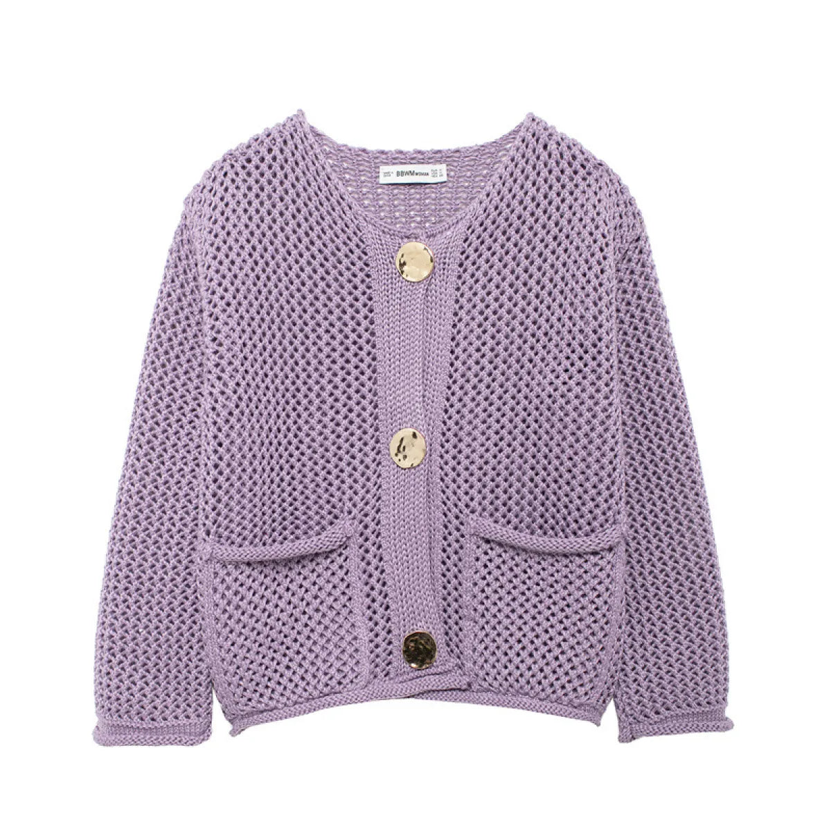 Women's Fashion Pocket Round Neck Knit Coat