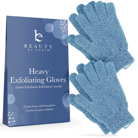 Exfoliating Glove (4 Pcs, 2 Pairs) - Heavy Exfoliate Glove for Dead Skin Bath Exfoliating Gloves for Shower Spa Massage & Body Scrub - Shower Gloves Exfoliating for Women & Men