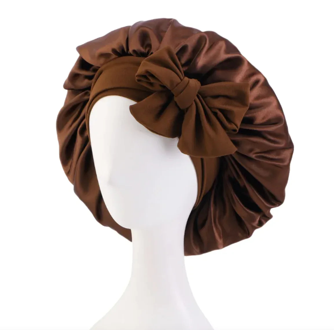 Solid Color Simulated Silk Elastic Ribbon Hat - Round Design