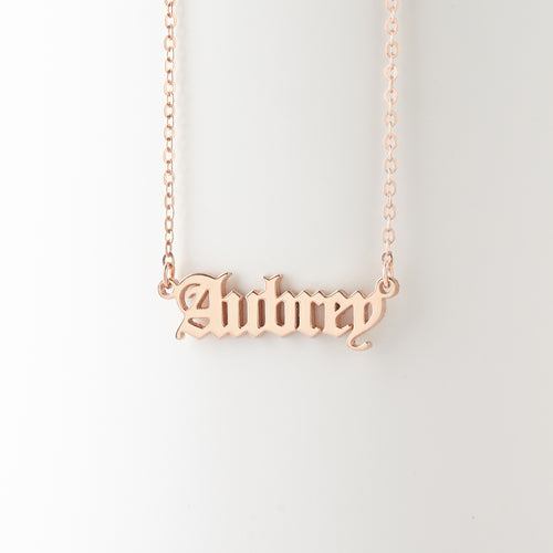 Old English Name Necklace, Teen Girls Necklace, Gothic Name Necklace