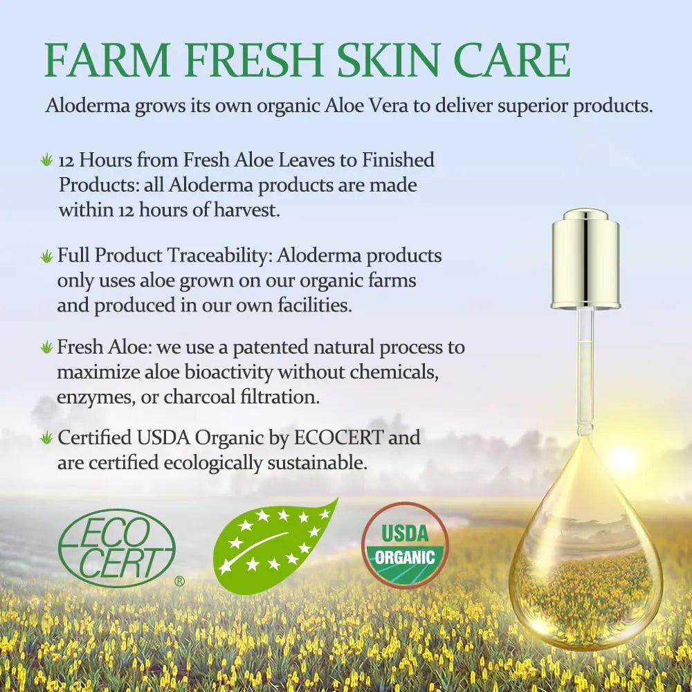 Aloderma 99% Organic Aloe Vera Gel for Face Made within 12 Hours of Harvest - Natural Hydrating Pure Aloe Vera Gel for Soothing Skincare - Moisturizing Aloe Gel for Skin, Face, & Sensitive Skin, 4oz 1