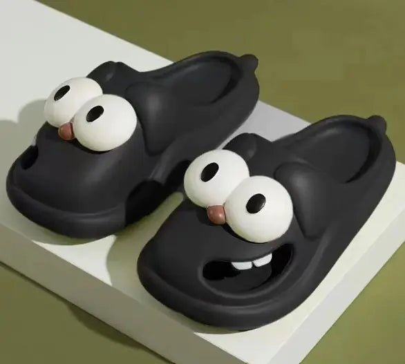 Cartoon Big Eye Dog Slippers For Women