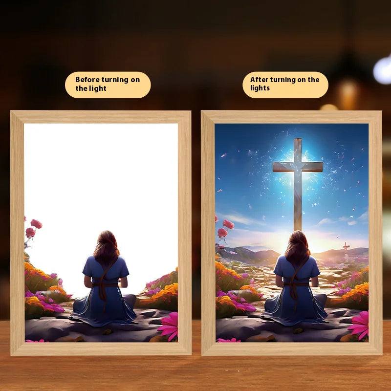 Jesus LED Moon Lamp: Illuminated Photo Frame for Home Decor & Christmas Gifts