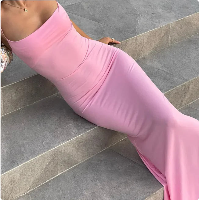 Women's Sleek Backless Strappy Midi Dress